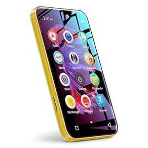 WiFi Mp3 Player with Bluetooth, TIMMKOO 4.0″ Full Touch Screen Mp3 Mp4 Player with Speaker, Portable HiFi Sound Walkman Digital Music Player with FM Radio,Recorder, Ebook,Clock, Browser (Yellow)