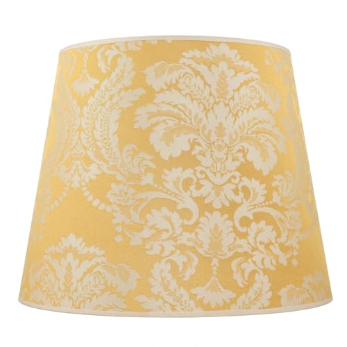 Abat-jour doré très chic en tissu or décorée de motifs baroques Ø38 cm pour lampe sur pied, lampadaire avec culot E27 parfait dans le salon