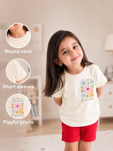 Image of Kidbea Bamboo Kids T-Shirt Ultra-Soft Premium Half Sleeve Graphic Tee for Girls, Casual Summer Wear for Toddlers & Kids