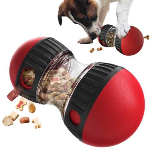 早食い防止・歯清潔 犬猫用 給餌おもちゃ 噛むおもちゃ - 知育おもちゃ おやつボール 歯磨きボール ストレス解消 (red)