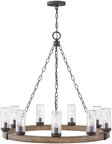 Hinkley Sawyer Transitional Nine Light Large Outdoor Chandelier, Sequoia