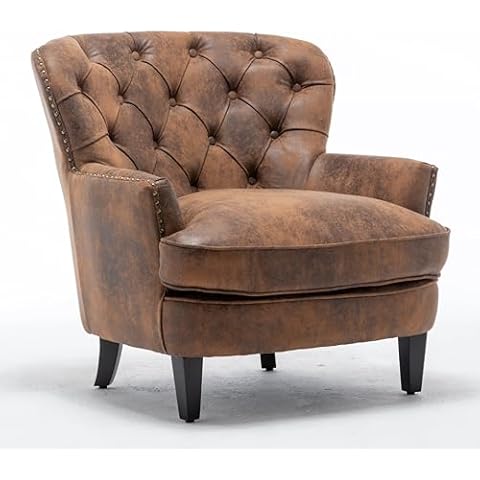 Brown Chesterfield Tufted Accent Armchair Cover