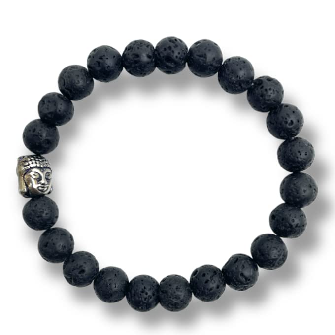 spiritualelementzSpiritual Elementz Reiki Charged Gemstone (7-8 mm) Created-Lava Gemstone Chakra Stretch Bracelet (21-24 Beads) Unisex for Healing (a Calming- but Intense- Energy)