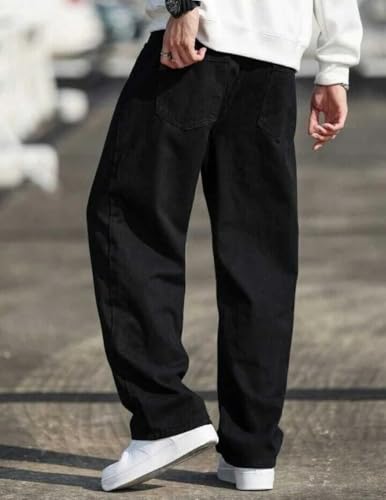 JAAR FASHION Oversized Jeans for Men, Black, 30, Regular - Image 3