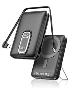 Powerbank für Magsafe 10000mAh, Magnetische Wireless Power Bank iPhone mit 22.5W USB-C Kabel und LED Display, Schnellladung Kabellose Externe Handyakkus für iPhone 17 16 15 14 13 12 Series