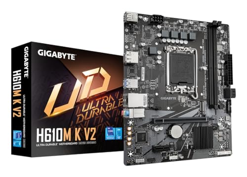 GIGABYTE H610M K V2 マザーボード - Intel Core 14th CPU、最大5600MHz DDR5、PCIe 3.0 M.2 x 1、GbE LAN、USB 3.2 Gen 1。