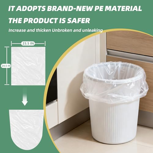 10 Gallon White Trash Bags, 105 Count (5 Rolls) | Large, Flat T-Shaped Unscented Garbage Bags for Kitchen, Utility Room & Large Capacity Trash Cans - Image 3