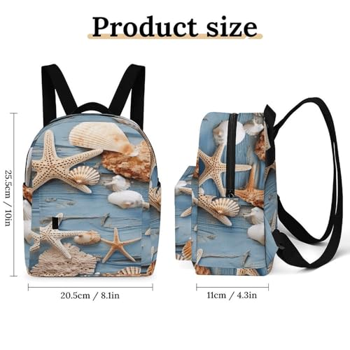 Mochila para mujer impermeable con patrón de estrella de mar 2