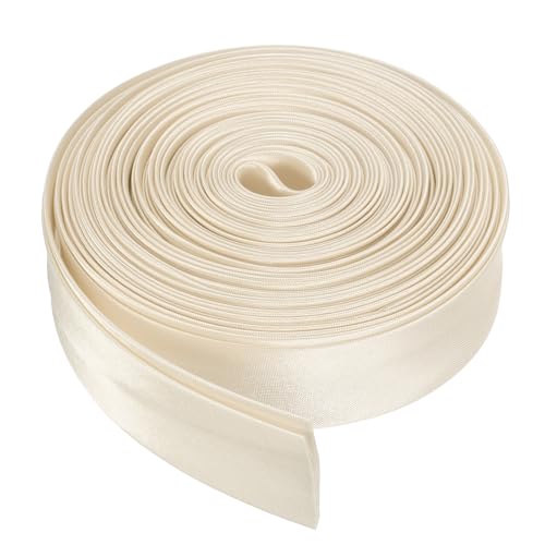 MECCANIXITY Double Fold Bias Tape for Sewing 4/5 Inch x 5.5 Yards Satin Pre-fold Continuous Binding Tape for Seaming Quilting Hemming Binding DIY Crafts, Beige