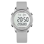 TIMEURE Pedometer Watch for Women, Step Counter for Walking No App/Phone Required Step Counter, Waterproof Calorie Tracker, Distance Tracking, Alarm, Large Digital Display, TU-2509 (Silver Grey)