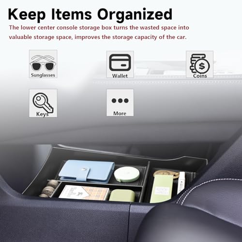 HGWEI Lower Center Console Organizer Compatible with Nissan Rogue 2021 2022 2023 2024 2025 2026 Interior Accessories, Insert Tray Armrest Storage Box, Black by HGWEI - Image 6