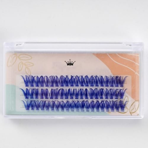 Image of Colored False Eyelashes, Blue Fiber Segmented Handmade Strip Extensions Individual Cluster Wispy Curl for Women DIY