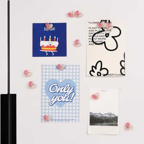 24 imanes decorativos en forma de corazón rosa miniatura 2