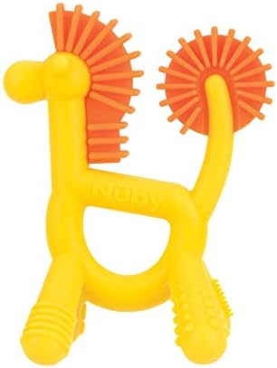 Nuby Silicone Geo Zoos Teether - Giraffe Teething Toy for Babies 3+ Months - Soothes and Massages Sore Gums