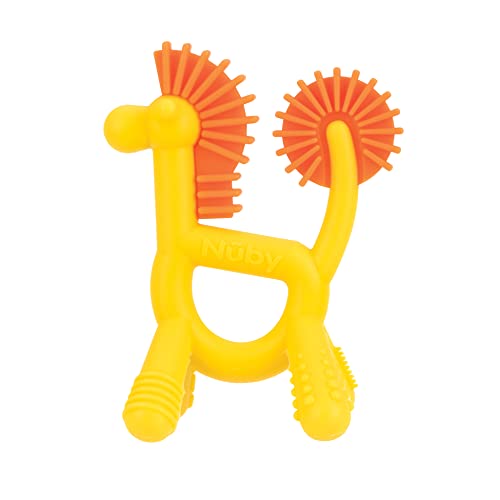 Image of Nuby Silicone Geo Zoos Teether - Giraffe Teething Toy for Babies 3+ Months - Soothes and Massages Sore Gums