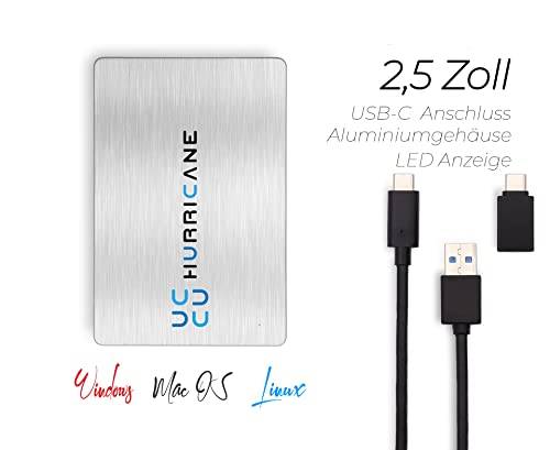 HURRICANE MD25C3 tragbare Externe Festplatte 500GB 2,5" USB C Speicherplatte für Fotos smart TV PC Laptop Computer ps4 ps5 Xbox kompatibel mit Windows Mac Linux - Silber – Bild 5