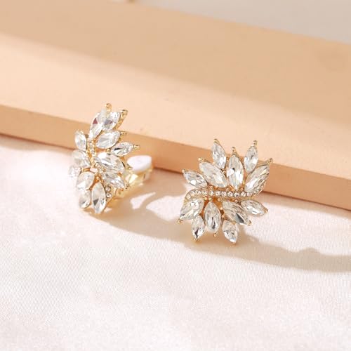 Aretes Clip On Rhinestone para Mujer Vintage miniatura 6