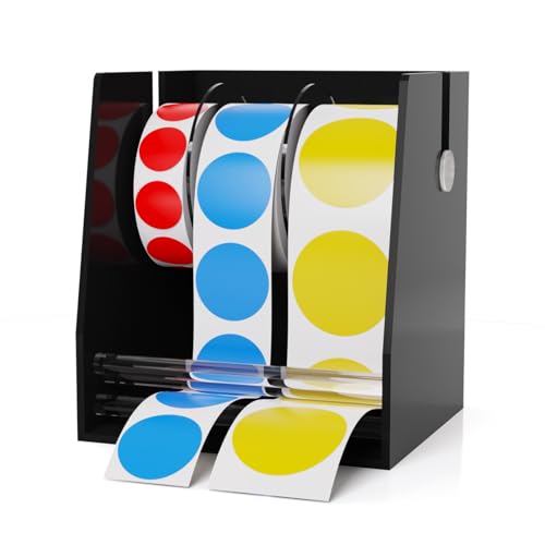 Distributeur manuel d'étiquettes acrylique noir porte-rouleau autocollants robuste