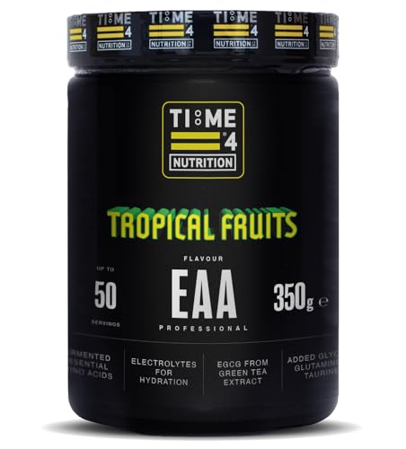 Time 4 EAA Professional Essential Amino Acid Powder 50 Servings - Fermented Aminos, EAA, BCAA, Hydration, Intra Workout Drink with EGCG & B Vitamins for Muscle Growth & Recovery (Tropical Fruits)