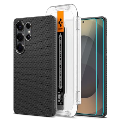 Spigen Pack Liquid Air Coque Galaxy S25 Ultra avec film protection écran antichoc noir