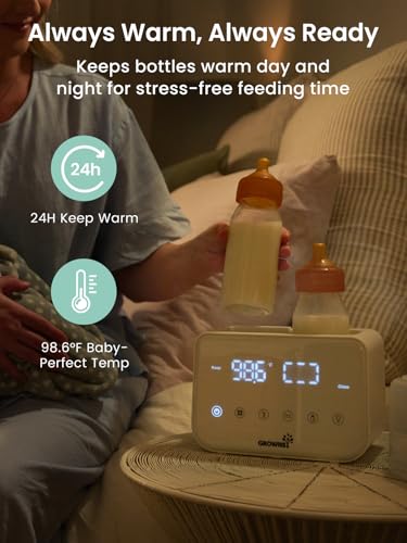 Image of GROWNSY Fast Double Baby Bottle Warmer for Breastmilk & Formula, Beige