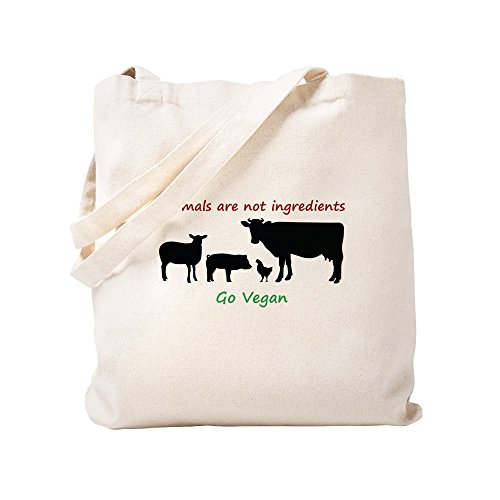 CafePress Animales no son ingredientes: Go Vegano Bolsa de lona natural, bolsa de compras reutilizable
