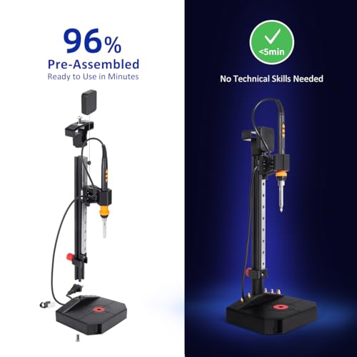 Vertical Heat Set Insert Press Tool | 90W Soldering Iron, 30 Brass Threaded Inserts (M3/M4/M5/M6/M8) & Heat-Set Tip | Compatible with PLA, ABS, PETG | for 3D Printed Components DIY Plastic Parts