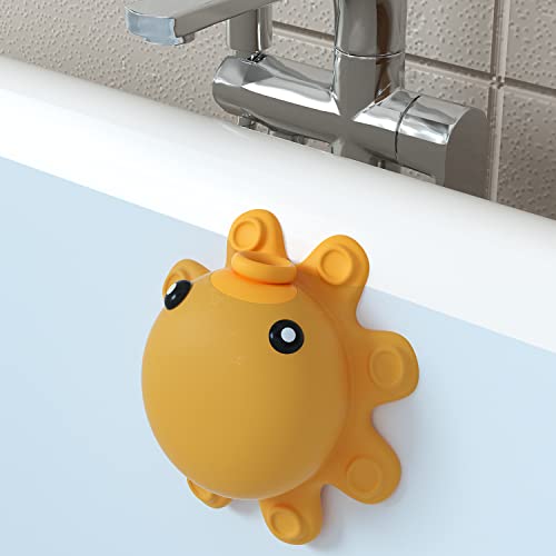 Image of Bathtub Overflow Drain Cover - Tub Soak Bath Cover, Adds Inches of Water for Deeper Bath (Silicone, Yellow)