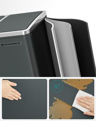 SONGMICS Vuilnisbak met 3 bakken, afvalemmer met 3 vakken, deksel met langzame sluiting, met emmer aan de binnenkant en handgrepen, voor keuken - Afbeelding 5