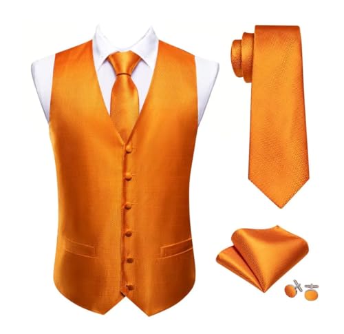 Men's Party Formal Vest Set with Tie Waistcoat Cufflinks and Pocket Square for Wedding