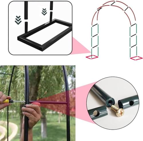 Garden Trellises Arch,Metal Garden Arch for Climbing Plants Rose Arch Weather Resistant Iron Pipe Gazebo Pergola in Black Large Size 140x230cm - Image 4