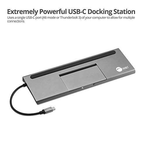 SIIG USB C MST Triple Monitor Docking Station for Windows Thunderbolt 3 Compatible [Single 4k, Dual 1080p, Triple 720p] 100W PD - HDMI/VGA/DP, Gigabit Ethernet, SD/TF, USB 3.0 and Audio JU-DK0E11-S1 - Thumbnail 3