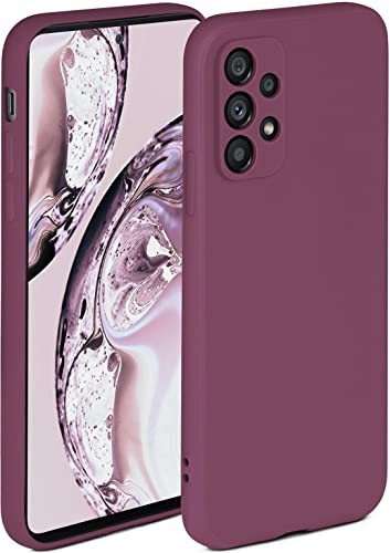 ONEFLOW Coque souple compatible avec Samsung Galaxy A53 5G - En silicone - Bords surélevés pour protection d'écran - Double couche - Prune mate Cover