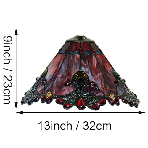 Image of Mission Lamp Shade Replacement Green Red White Tiffany Stained Glass Lampshade Only with Cap Fit for Table Lamp Floor Lamp Reading Desk Lamp Ceiling Pendant Light Chandelier,Red,13in