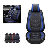 OASIS AUTO Car Seat Covers Accessories 2 Piece Front Premium PU Leather Cushion Protector Universal Fit for Most Cars SUV Pick-up Truck, Automotive Vehicle Auto Interior Décor (OS-003 Blue)