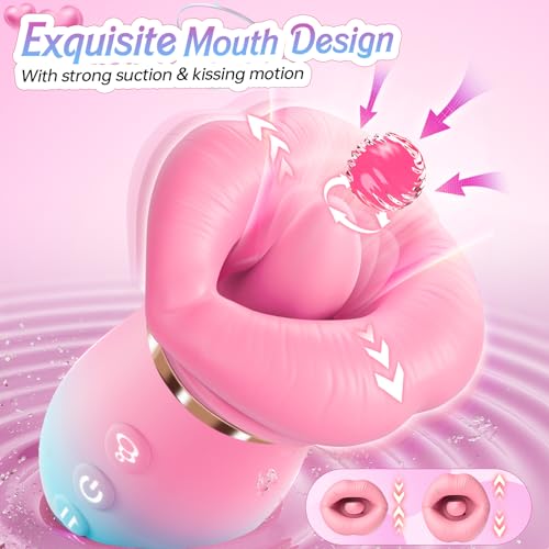 Image of Vibrator Adult Sex Toys for Women - Sovokn 5IN1 Mouth Sucking Vibrator Rose Sex Toy, 10 Tongue Licking, 3 Auto & 1 Manual Sucking Adult Toys New APP, Anal Clit Nipple Vibrators Female Couples Sex Toys