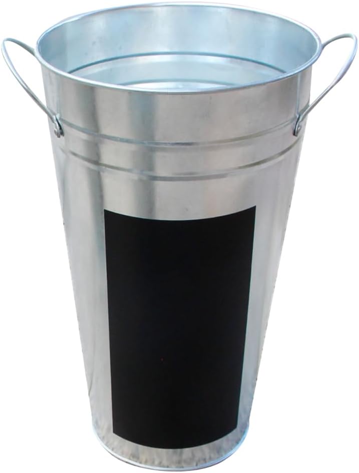 GANAZONO Waterproof Blackboard Sticker Iron Sheet Flower Bucket Hydroponics Display Tub Small Galvanized Planter for Home Flower Shop 10X6X4 Inches
