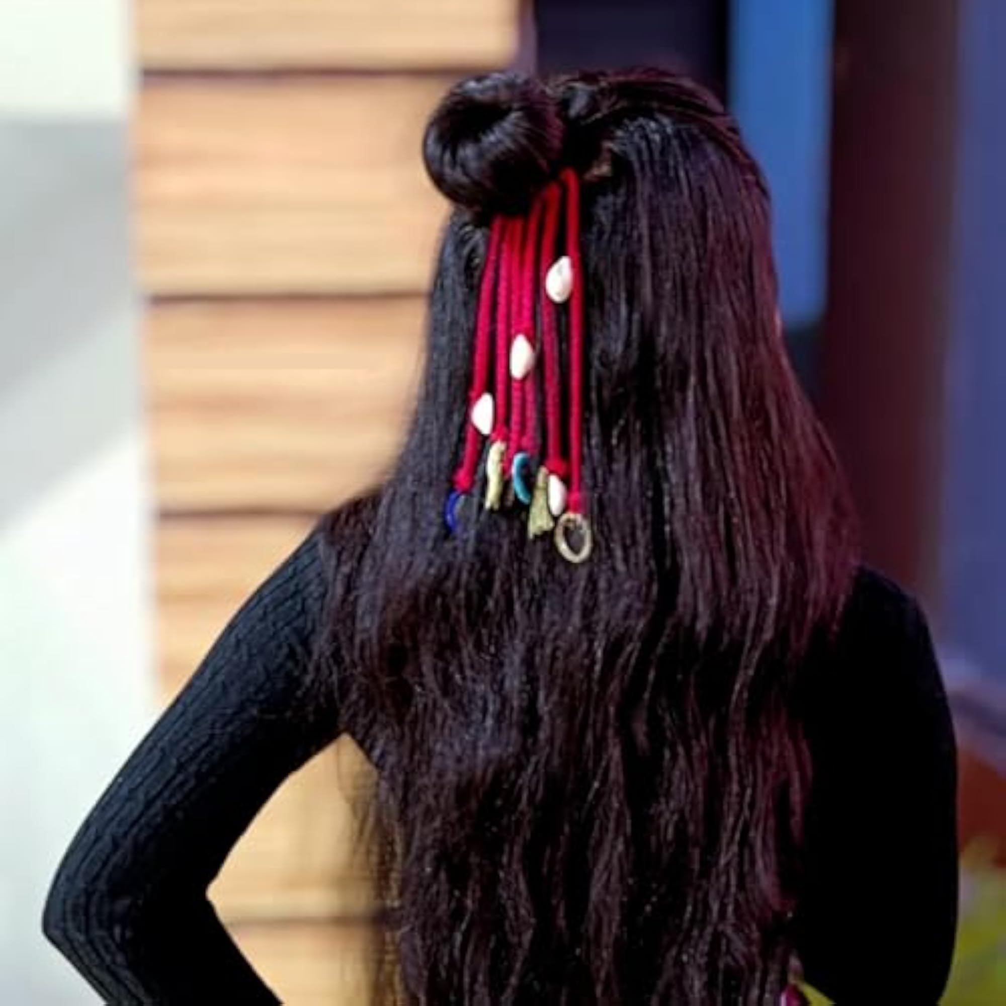 Handmade Boho Hair Tie with Braided Cotton Threads