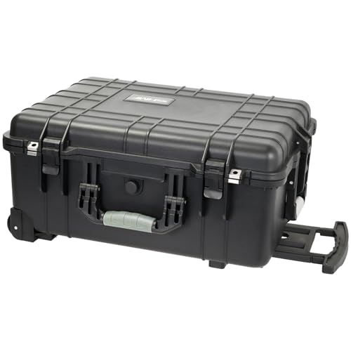 HMF ODK400 Valise à roulettes d'extérieur avec mousse prédécoupée, Noir , 58.5 x 45 x 27.5 cm, Valise