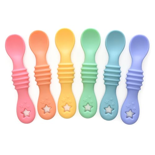 Image of PrimaStella PrimaStella 6-Piece Silicone Baby Feeding Spoons - First Stage Infant Spoons, Soft-Tip Baby Training Spoon - Infant Utensils Feeding Supplies - Dishwasher & Boil-proof