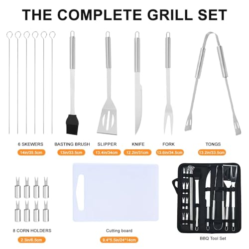 Set de accesorios para BBQ, 20 piezas, acero inoxidable miniatura 6