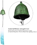 AUNMAS Wind Chime Japonaise Furin Style Belle Son ancienne horloge en fer forgé cloche de vent pour jardin Patio Balcon Décoration, vert