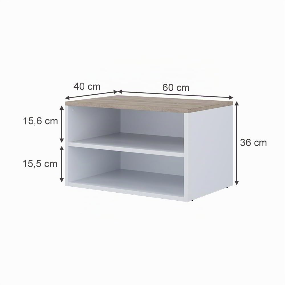 Vicco Cassettiera Betti, Bianco/Sonoma, 60 x 36 cm | con 2 scomparti, adatto per la conservazione in soggiorno o in camera da letto