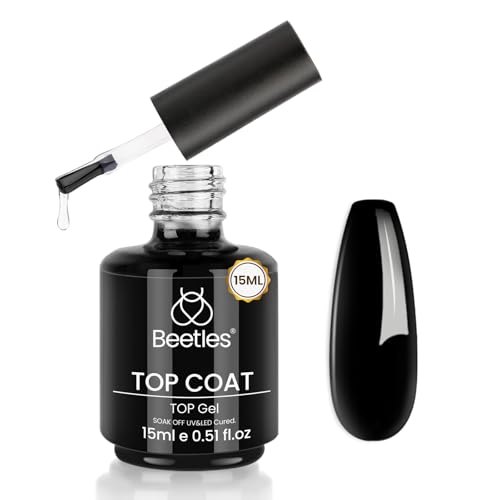 Beetles Gel Top Coat - 15ML No Wipe Top Coat for Gel Nail Polish Soak Off UV/LED Cured High Gloss Shine Long Lasting Protection