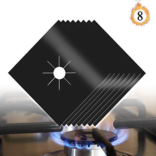 FADAZAI Gas Stove Burner Covers Gas Range Protectors 8 Pack Reusable Non-Stick Dishwasher Safe Easy Cleaning FDA Approved 10.6
