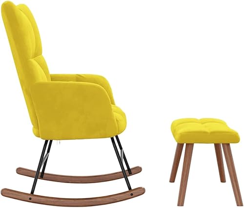 Miniatura 30 de vidaXL Velvet Rocking Chair - Dark Gray - Modern Design - Comfortable Foam Padding - Steel Frame with Solid Rubber Wood Rocking Rails