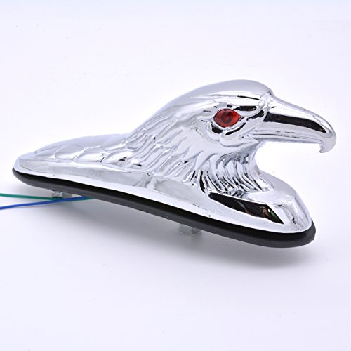Katur Motorcycle Eagle Head Ornament With Red Lighted Eyes Chrome Aluminum Stainless Statue Mount On Motorbike Front Fender Car Bonnet #TOP4