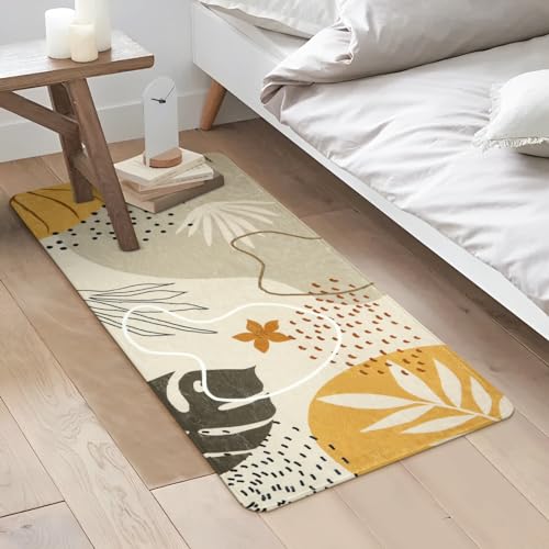 Lahome Boho Washable Hallway Rugs - 2x4 Area Rugs Non-Slip Low-Pile Soft Bathroom Rug Runner Throw Small Kitchen Runner Rugs, Botanical Print Floor Mats Rug for Bedside Entryway Laundry Room
