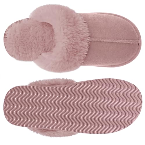 Image of Litfun Women's Fuzzy Memory Foam Slippers Fluffy Winter House Shoes Indoor and Outdoor