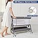 Jixrolyn 3 in 1 Baby Bassinet Bedside Sleeper, Height Adjustable Bedside Bassinet for Newborn and Infant with Mattress, Storage Basket, and Wheels (Grey)
